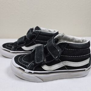 Vans Sk8-Mid Black & White Reissue Sz 11 Sneakers Back To School Hook And Loop